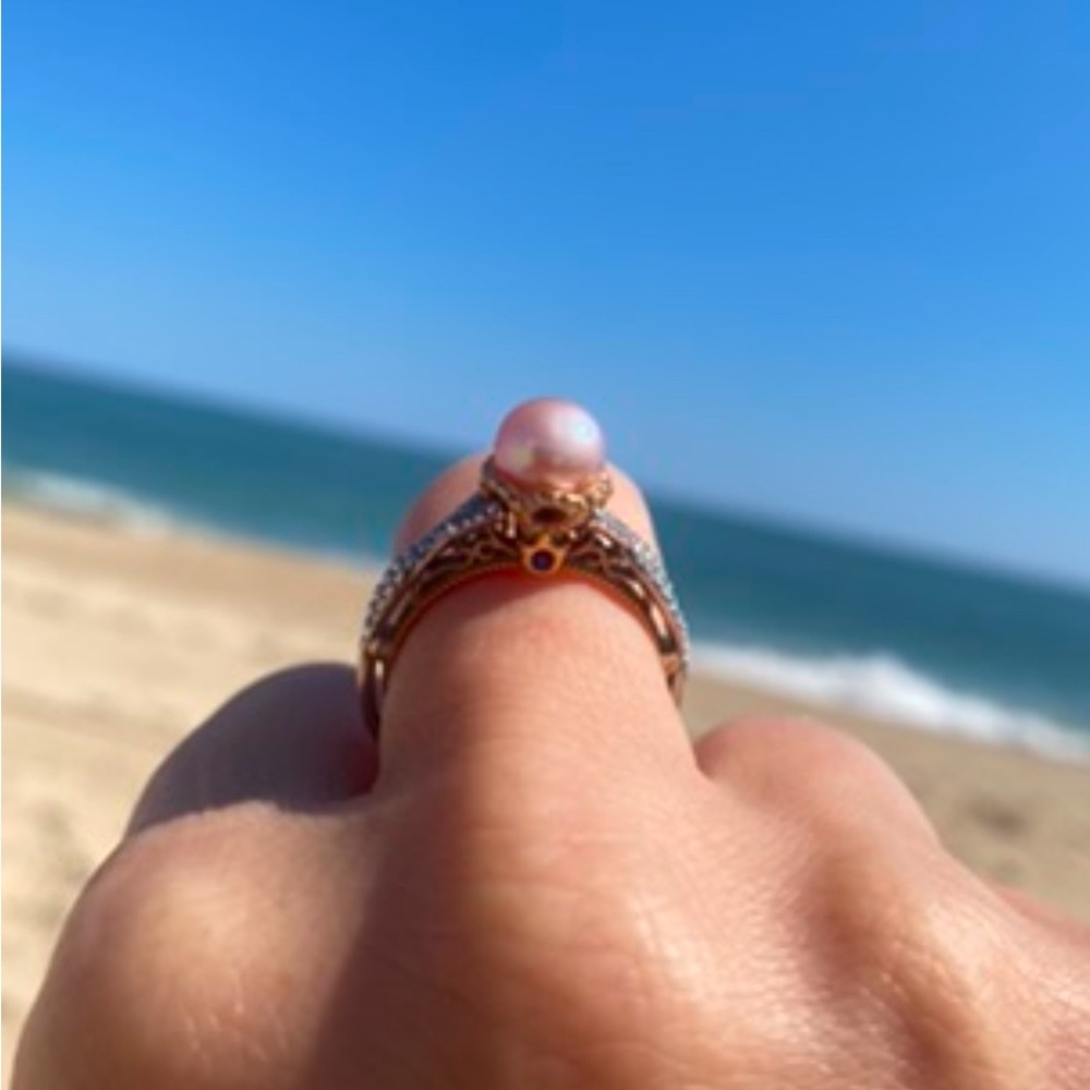 Verragio Gold and Cream Vintage Engagement Ring - Picture 8 of 10